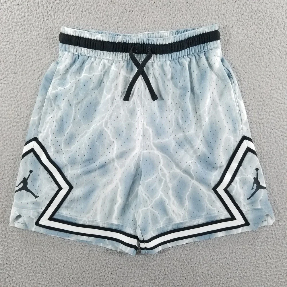 Nike Jordan Shorts Mens Medium Blue Diamond Lightning Basketball Athletic Gym